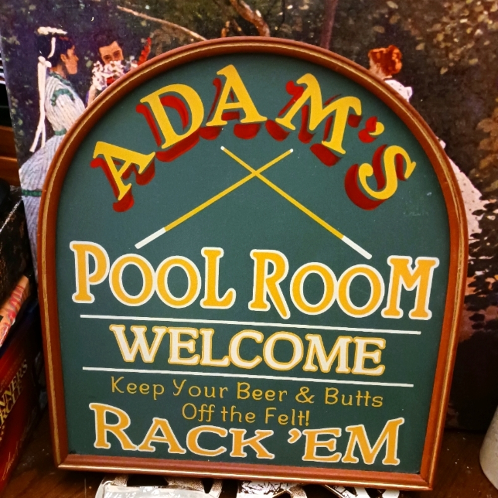 ๐ฑ๐ฆBillard Hall Wall Decor Welcome Sign Size12.5"ร11.5"ร1.5",Like New!!Rack Em. - Picture 1 of 8